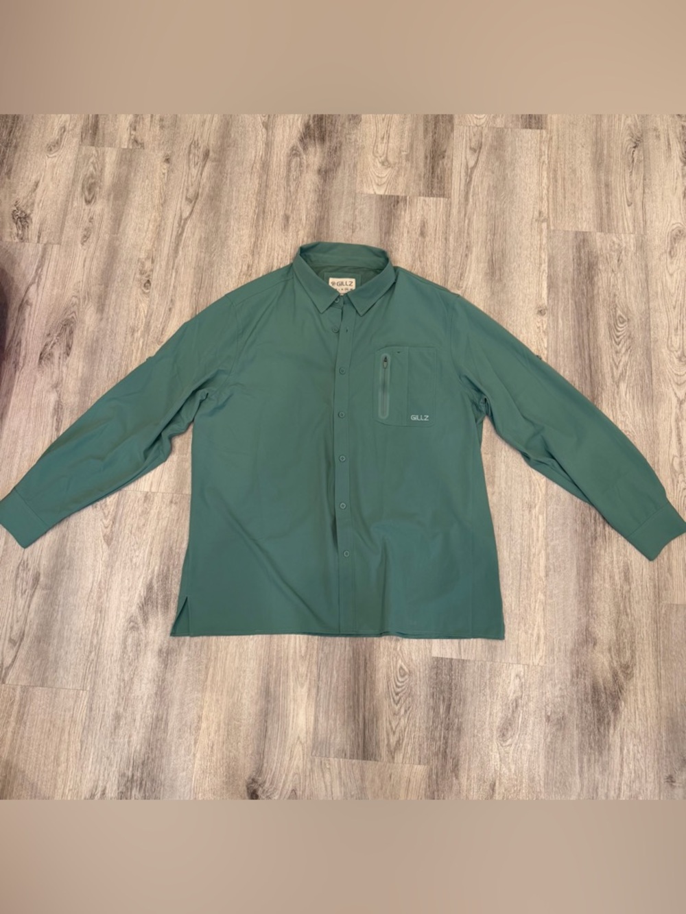 Gillz Green Performance Fishing Button Up‎ Shirt 2XL Lightweight